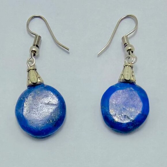 Lapis Earrings, Handmade Light Weight Dangle Earrings, Lapis Lazuli Earrings - Picture 1 of 9